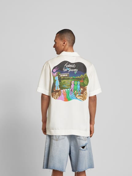 ISNURH Vrijetijdsoverhemd met labeldetail Offwhite - 5