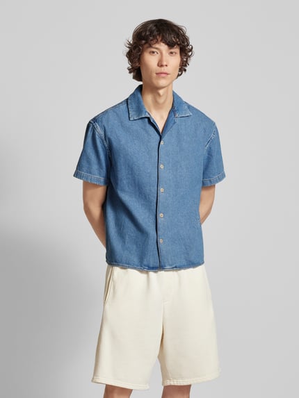 JACK & JONES Regular Fit Jeanshemd mit 1/2-Arm Modell 'CABANA' Hellblau 4