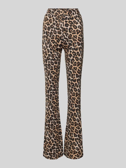 NOISY MAY® Flared stoffen broek met dierenprint, model 'PASA' Zwart - 2