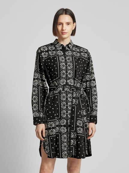 Jake*s Casual Knielange overhemdjurk met paisleymotief Zwart - 4