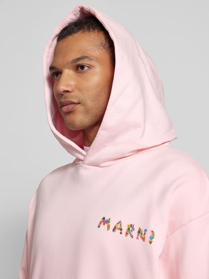Marni Bluza z kapturem o kroju oversized z nadrukiem z logo Różowy 3