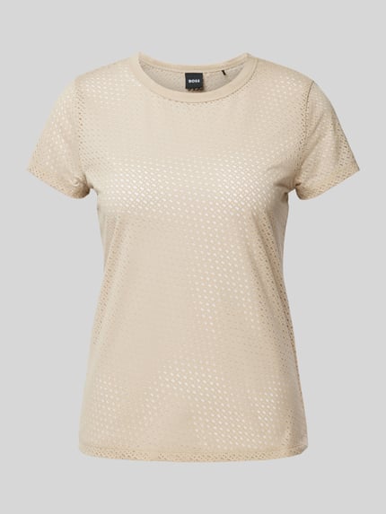 BOSS T-shirt met ajourpatroon, model 'Eventsa_Burnout' Lichtgrijs - 2