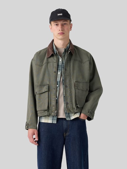Levi's® Relaxed Fit Jeansjacke aus reiner Baumwolle Modell 'HILLTOP' Oliv 4
