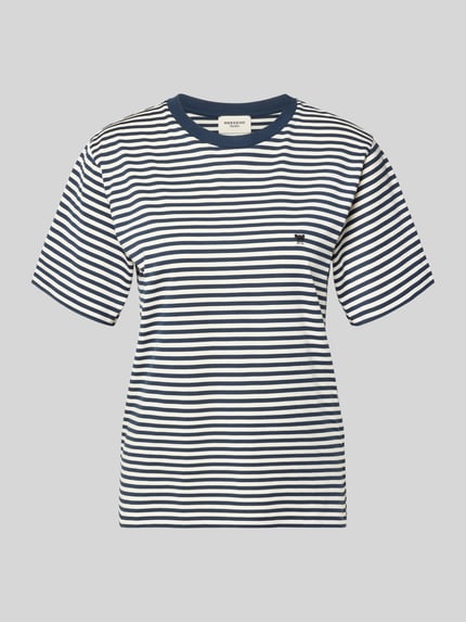 Produktfoto, Regular Fit T-Shirt aus reiner Baumwolle Modell 'WKDVENACO' von Weekend Max Mara, gestreift in Dunkelblau-Weiß, Damen T-Shirt