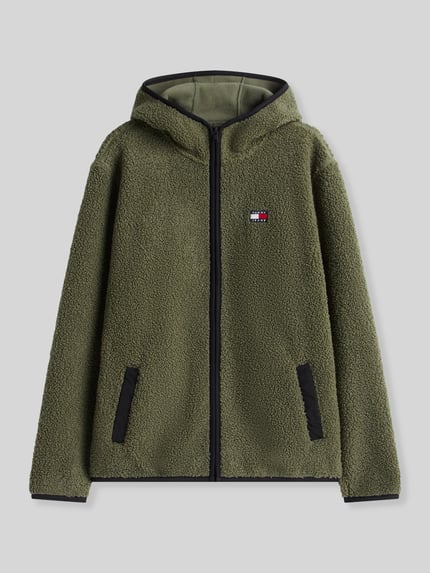 Tommy Jeans Regular Fit Teddy- / Webpelzjacke mit Kapuzenkragen Oliv 2