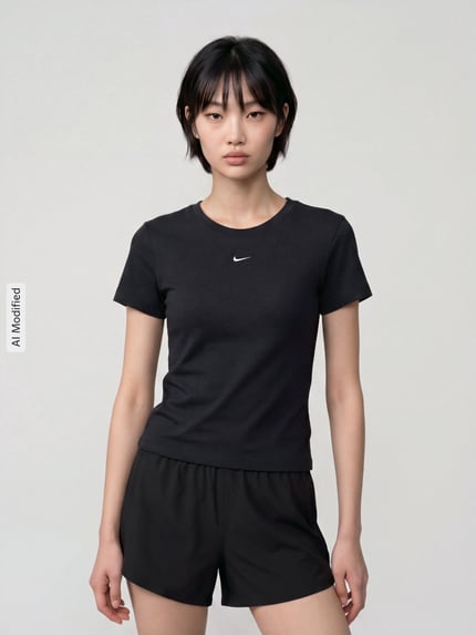 Nike T-shirt z mieszanka modalu i bawełny Czarny 4