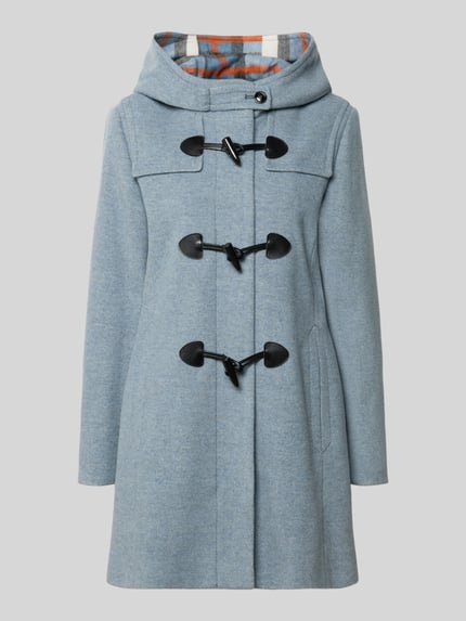 Produktfoto, hellblauer Regular Fit Dufflecoat aus Woll-Mix von Gil Bret mit schwarzen Knebelverschlüssen und glatter Textur, Damen Dufflecoat von Gil Bret
