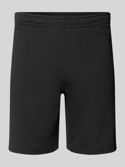 Productfoto, Regular Fit Sweatshorts aus reiner Baumwolle van Lacoste in effen zwart, elastische taille met trekkoord, 5-pocket-design, labelpatch, logostrepen, sweatmateriaal, achterkantaanzicht