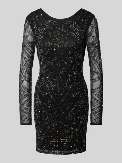 Lace & Beads Sukienka koktajlowa obszyta perełkami Czarny 2
