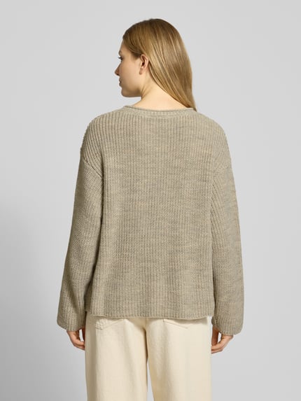 American Vintage Sweter z dzianiny z okrągłym dekoltem model ‘CRASHWAY’ Średnioszary 5