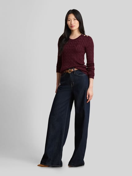 Lauren Ralph Lauren Sweter o kroju slim fit z mieszanki bawełny i wiskozy Bordowy 1