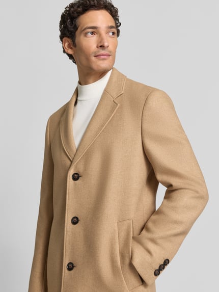 BOSS Slim Fit Mantel aus Woll-Mix Modell 'Hyde' Beige 3