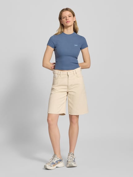 Tommy Jeans Slim Fit T-Shirt aus Baumwoll-Mix Rauchblau 1