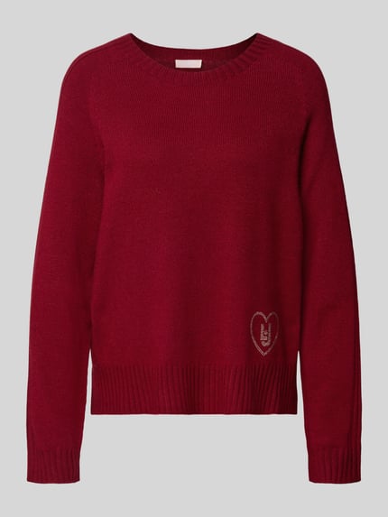 Liu Jo White Strickpullover mit Ziersteinbesatz aus Kaschmir-Anteil  Dunkelrot 2