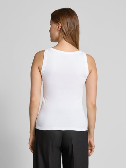 MSCH Copenhagen Tanktop in riblook met labelstitching, model 'Gubbe' Offwhite - 5