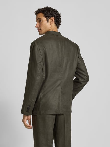 Mannelijk model draagt donkerbruin Regular Fit Sakko uit puur linnen model 'BAILEY' van Selected, Heren, volledige rugaanzicht.