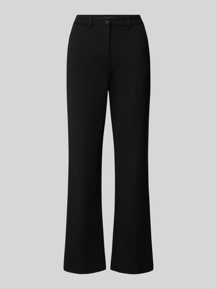 Produktfoto, schwarze Straight Fit Anzughose aus elastischem Viskose-Mix von GUESS, Modell NEW ZOE mit Gürtelschlaufen und Eingrifftaschen