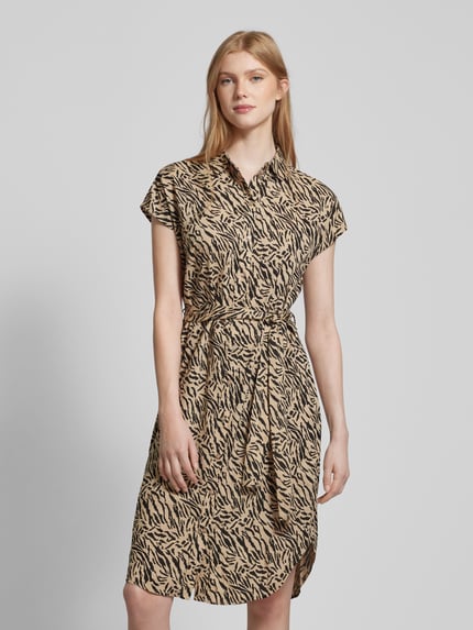 PIECES Midikleid mit Allover-Print Modell 'NYA' Sand 4