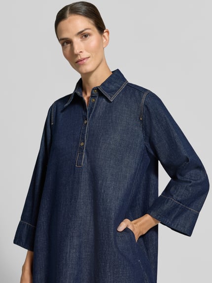 Christian Berg Woman Knielanges Jeanskleid mit Hemdblusenkragen Jeansblau 3