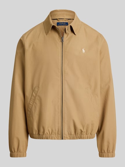 Produktfoto, Regular Fit Blouson aus reiner Baumwolle von Polo Ralph Lauren, Optik: Unifarben, Umlegekragen, Reißverschluss, Logo-Detail, Ärmelform: Langarm, Ärmelabschluss: elastisch, Rumpfabschluss: elastisch, seitliche Eingrifftaschen, Material: reine Baumwolle, glatte Textur, sandfarbene Töne