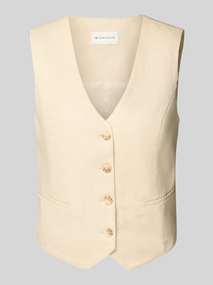 Tom Tailor Slim Fit Anzugweste aus Twill Beige 2