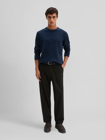 Marc O'Polo Pullover mit Tweedstruktur Dunkelblau 1