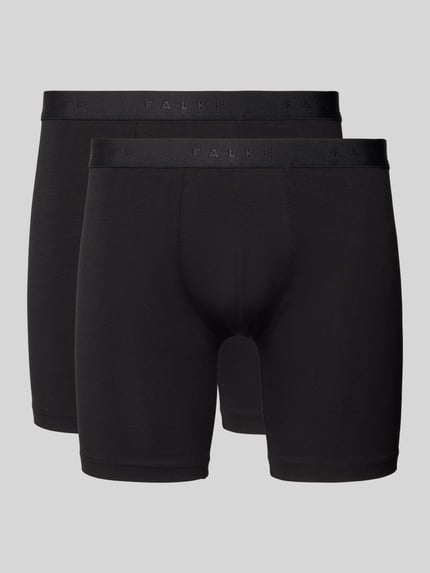 Produktfoto, Trunks im 2er-Pack mit elastischem Logo-Bund von FALKE, czarny, gładka tekstura, Mieszanka bawełny z dodatkiem streczu, dopasowany krój, Zestaw 2 szt.