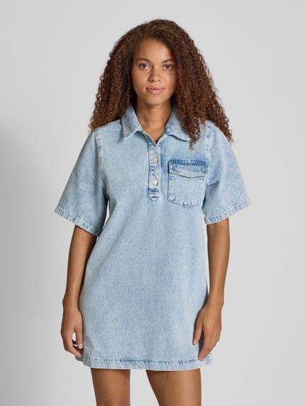 EDITED Jeanskleid mit Brusttasche Jeansblau 4