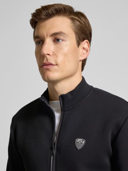 EA7 Emporio Armani Bluza rozpinana o kroju regular fit z dodatkiem wiskozy model ‘Train’ Czarny 3