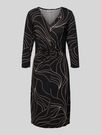 ZABAIONE Knielanges Kleid mit V-Ausschnitt Modell 'Ve44ra' Black 2