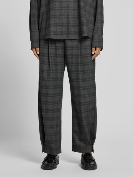 Style Icon Collection Spodnie o kroju barrel-cut we wzór w kratę Ciemnoszary melanż 4