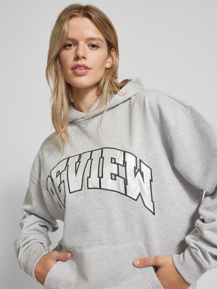 REVIEW Oversized hoodie met labelprint Lichtgrijs gemêleerd - 3