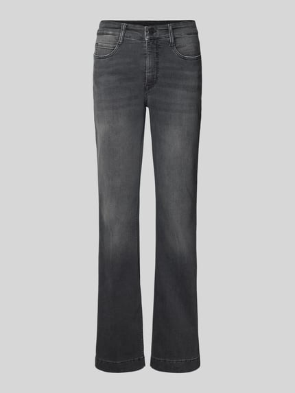 Produktfoto, Bootcut-Jeans aus Baumwoll-Mix Modell 'DREAM BOOT' von MAC, Damen Bootcut-Jeans von MAC, dunkelgrau, dezente Waschung, glatte Textur
