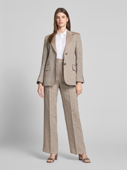 Max Mara Studio Straight Leg Leinenhose mit Bügelfalten Modell 'SATIRA' Mud 1