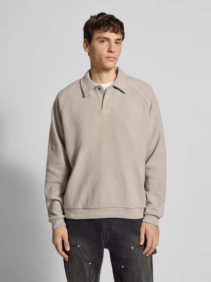 REVIEW Sweatshirt mit Polokragen Hellgrau 4