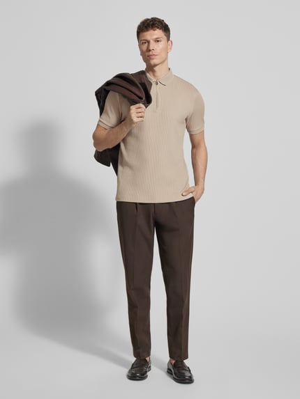 Selected Koszulka polo o kroju regular fit z dodatkiem bawełny Model 'FAVE' Beżowy 1