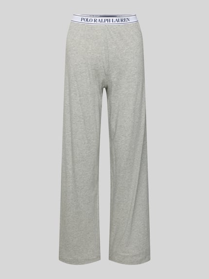 Polo Ralph Lauren Straight Leg Pyjama-Hose mit elastischem Label-Bund Hellgrau Melange 1