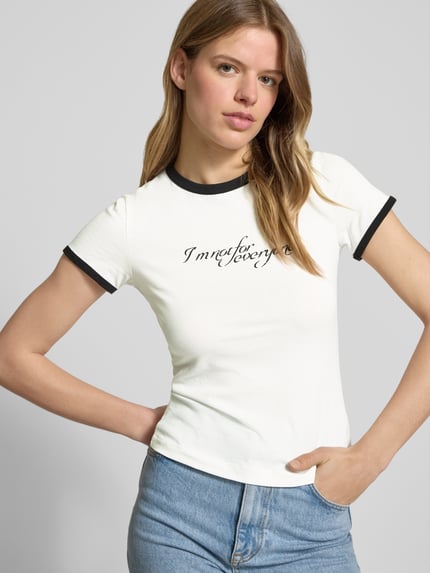 Weekday T-Shirt mit Statement-Print Offwhite Melange 3