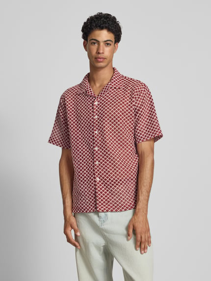 Redefined Rebel Boxy fit vrijetijdsoverhemd met ajourpatroon, model 'ZANDER' Rood - 4