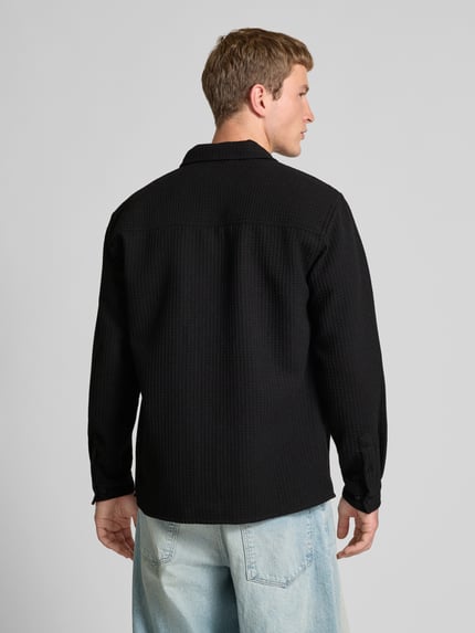 Redefined Rebel Regular fit overhemdjack met wol en labeldetail model 'Chen' Zwart - 5