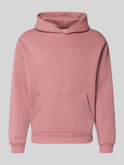 REVIEW Hoodie met labelprint Oudroze - 2