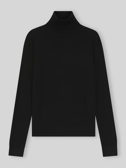 BOSS sweter z golfem o kroju slim fit z czystej żywej wełny model 'Frizani' Czarny 2