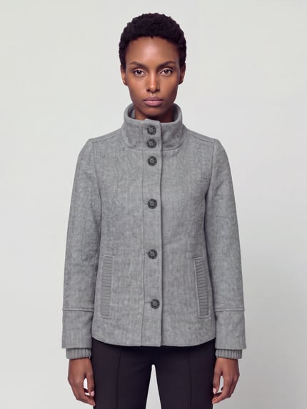 s.Oliver RED LABEL Mantel mit hohem Stehkragen Hellgrau Melange 4