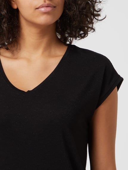 PIECES T-Shirt mit Effektgarn Modell 'Billo' Black 3