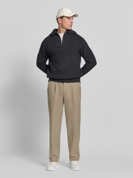 Lindbergh Oversized Strickpullover mit Baumwoll-Anteil Black 1