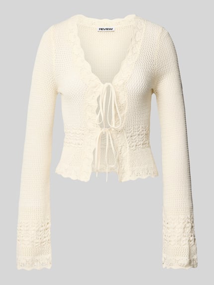 REVIEW Strickjacke mit Schnürung Offwhite 2