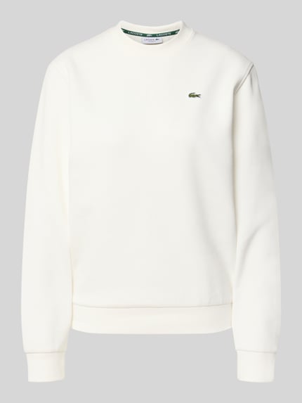 Produktfoto, Relaxed Fit Sweatshirt aus Baumwoll-Mix von Lacoste, Optik: Unifarben, Label-Patch, Rundhals, Langarm, Piqué-Textur, Cremeweiß.