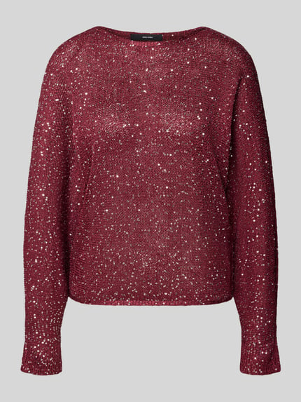 VERO MODA Pullover mit schimmerndem Strickdetail Dunkelrot 1