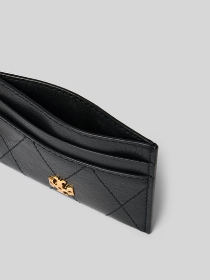 Productfoto, Kaartetui uit echt leer van Tory Burch met slangenmotief, doorgestikte naden, steekvakken en metallic labeldetail, breedte 10 cm, lengte 7 cm, diepte 1 cm
