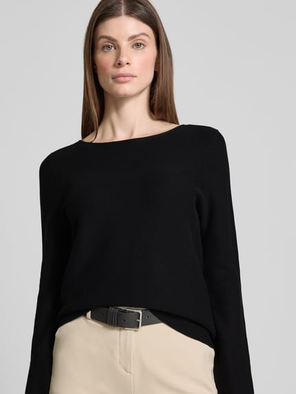 Christian Berg Woman Regular fit shirt met lange mouwen van puur katoen in gebreide look Zwart - 3